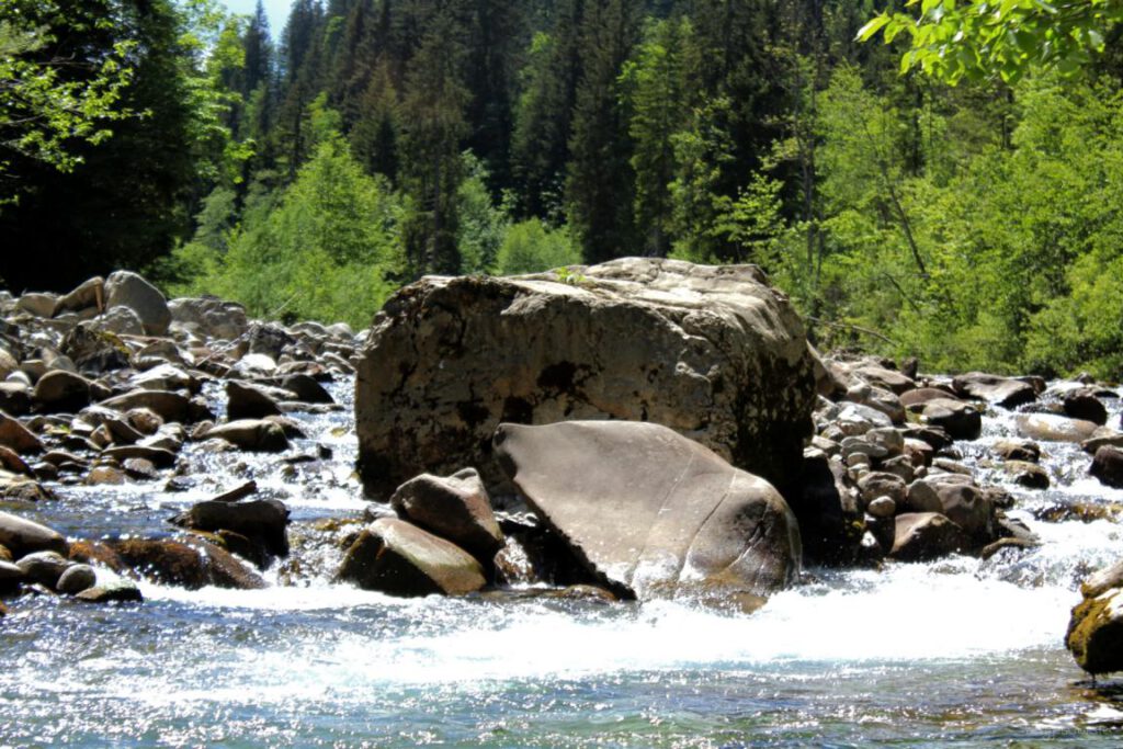 Breitachklamm Schlucht Breitach Fluss mit roßen Felsbrocken Allgäu